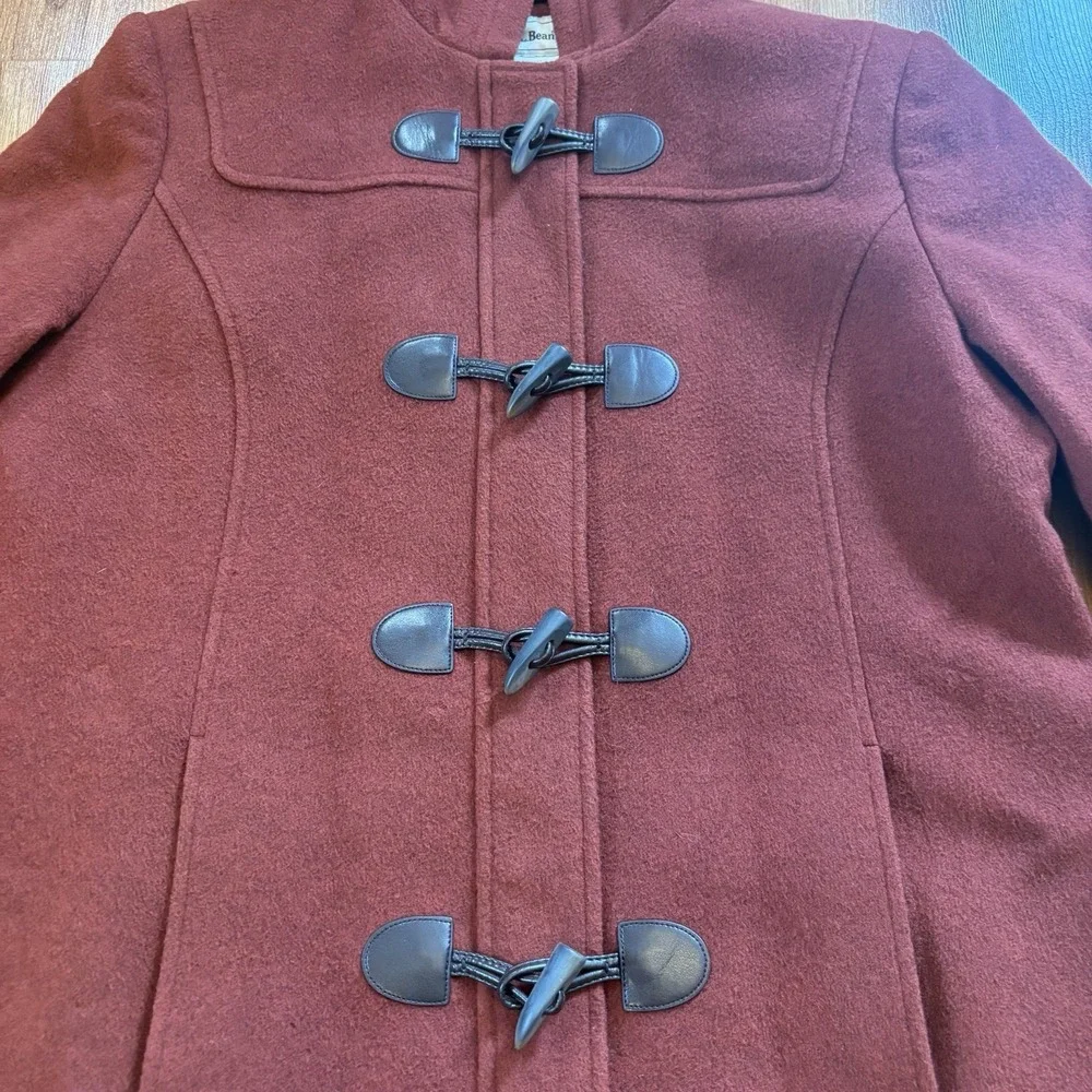 LL Bean Bellandi Italy Lambswool Duffle Coat Insulated Hickory Toggle SZ 18 Reg